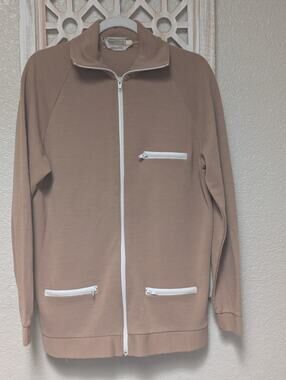 Vntg Sears The Men's Store Johnny Miller Size 44 - LG Full Zip Cardigan Brown